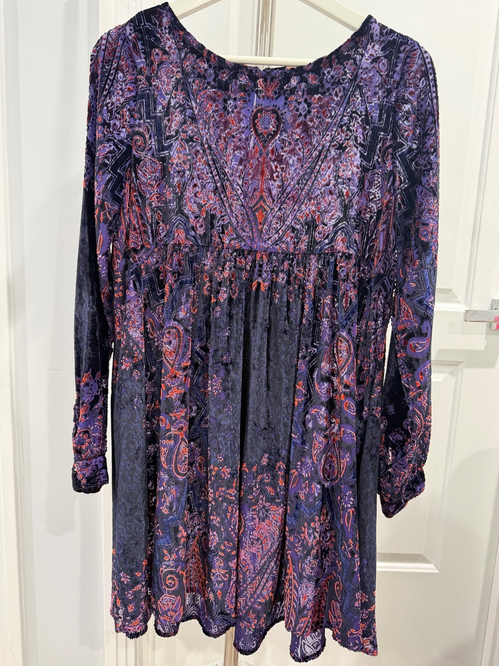 Free People Sz XS Womens Mirror Mirror Mini Dress Velvet Burnout Boho Festival